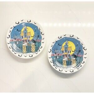 Lot of 2 Vintage Retired Fiesta Ware Halloween Nights Luncheon Plates 9”